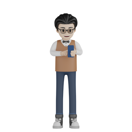 Professor operar celular  3D Icon