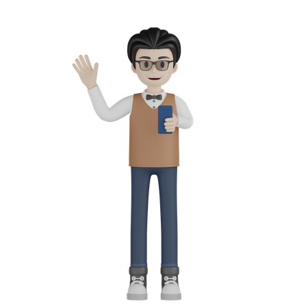 Professor Say Hi  3D Illustration