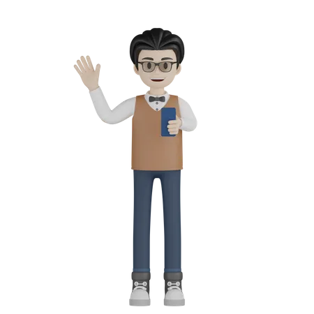 Professor Say Hi  3D Illustration