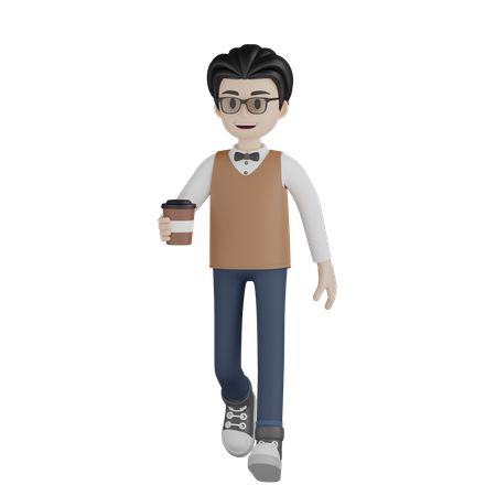 Professor segurando café  3D Illustration