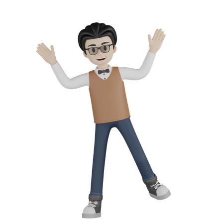 Professor springt  3D Illustration