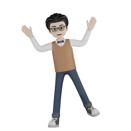 Professor springt  3D Illustration