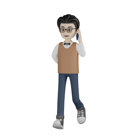 Professor Talking On Phone  3D Illustration