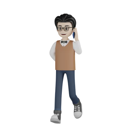 Professor Talking On Phone  3D Illustration