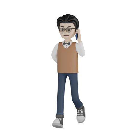 Professor Talking On Phone 3D Illustration