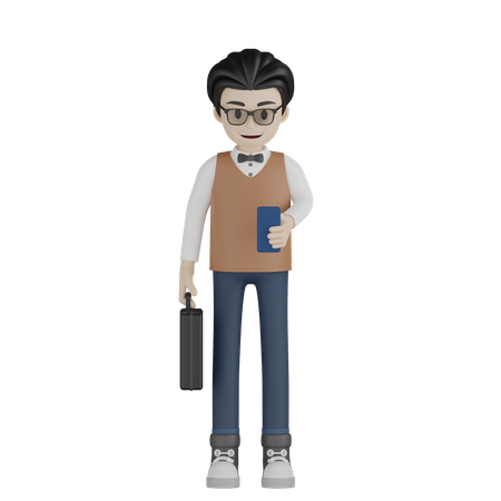 Professor verificando celular  3D Icon