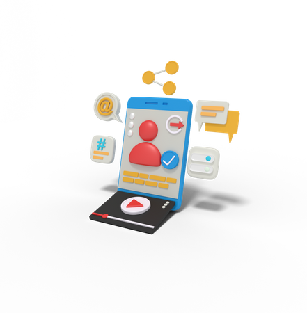 Profil de médias sociaux  3D Illustration