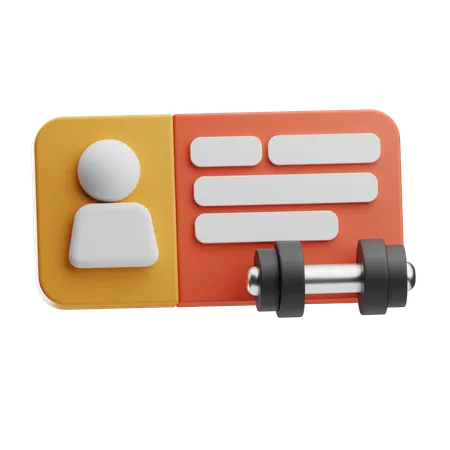 Profile Card With Barbell  3D Icon