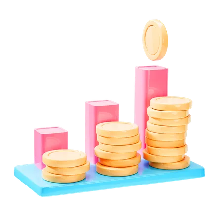 Coins And Diagram Chart Or Graph Finance Analysis Icon 3D Icon