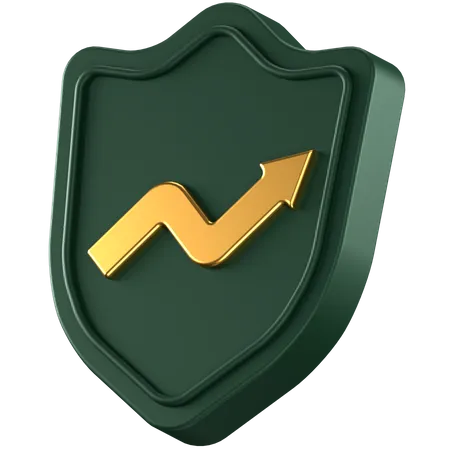 3 D Icon Of A Green Shield With Gold Arrow In The Center 3D Icon