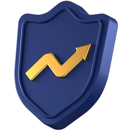 3 D Icon Of A Blue Shield With Gold Arrow In The Center 3D Icon