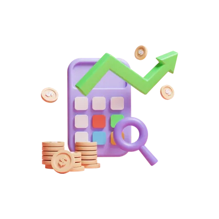 Business Financial Money Calculation Concept Icon Or 3 D Business Investment Money Calculation 3D Icon