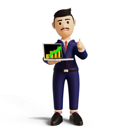 Profit Chart showing by businessman  3D Illustration