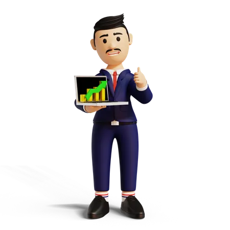 Profit Chart showing by businessman  3D Illustration