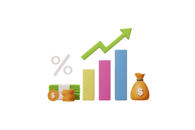 Profit Growth Illustration With 3 D Style 3D Icon