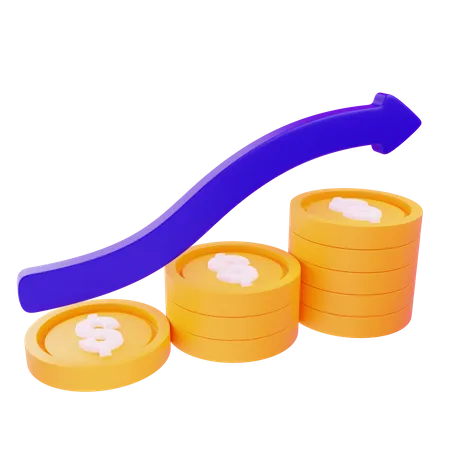 3 D Profit Growth With Isolated Background 3D Icon