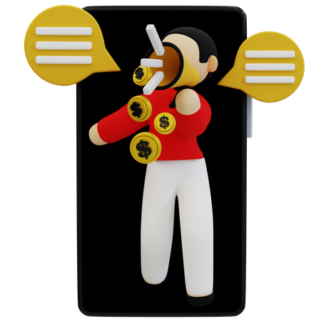 Profits with Mobile Marketing  3D Illustration