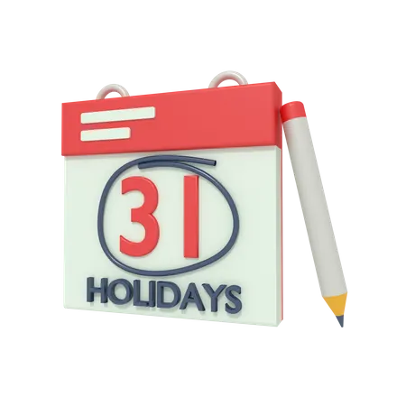 Cronograma de feriado  3D Icon