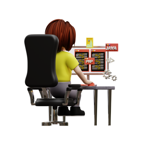 Programación de aprendizaje de niña estudiante  3D Icon