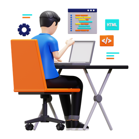 Programmer Busy On Laptop  3D Illustration