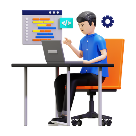 Programmer Doing Website Coding  3D Illustration