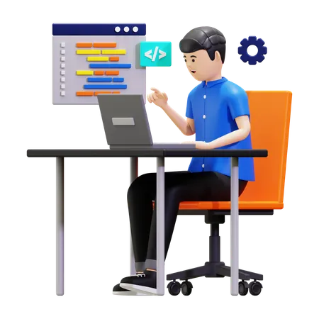 Programmer Doing Website Coding  3D Illustration