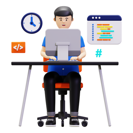 Programmer Typing Programming Code  3D Illustration