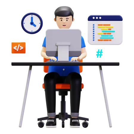 Programmer Typing Programming Code  3D Illustration