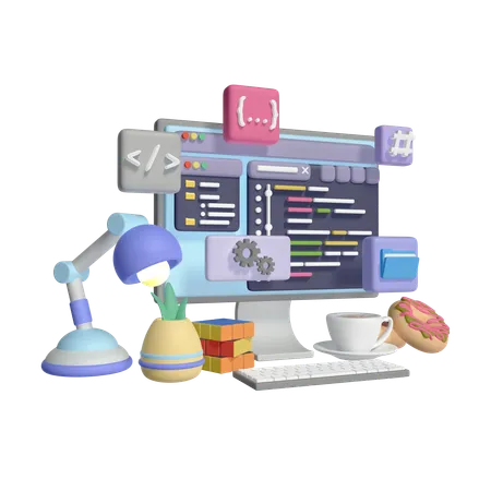 3 D Programming Station Icon 3D Illustration