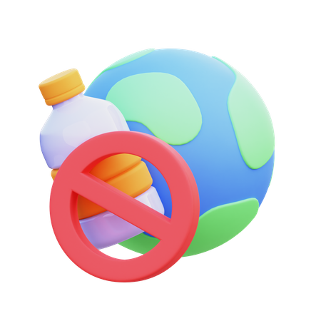 Prohibir la botella de plástico.  3D Icon