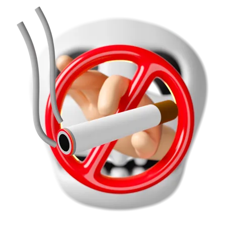Mano 3 D Sosteniendo Un Cigarrillo Con Senal De Prohibicion Fumar Craneo Aislado Dia Mundial Sin Fumar Dejar De Fumar Concepto De Estilo De Vida Saludable Ilustracion En 3 D 3D Icon