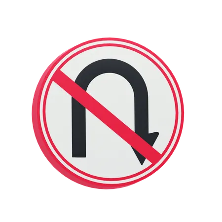 Prohibited Turning Around  3D Icon