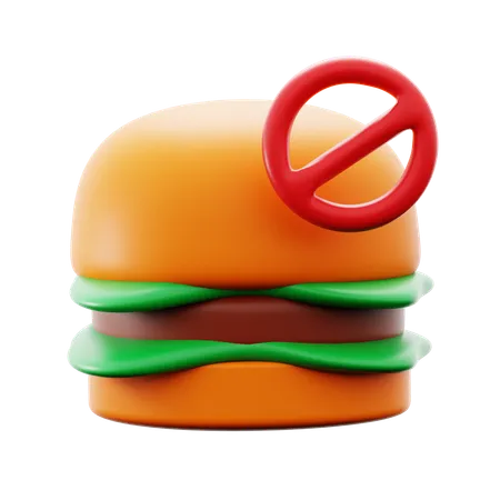 No Eat Junk Food Prohibition For Diet Healthy Nutrition Calorie Deficit Program Fitness Gym 3 D Icon Illustration Render Design 3D Icon