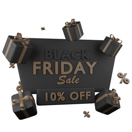 Promoção de sexta-feira negra com 10% de desconto  3D Icon
