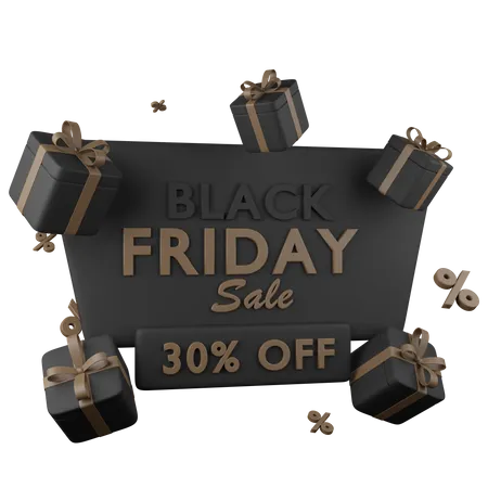 Promoção de sexta-feira negra com 30% de desconto  3D Icon