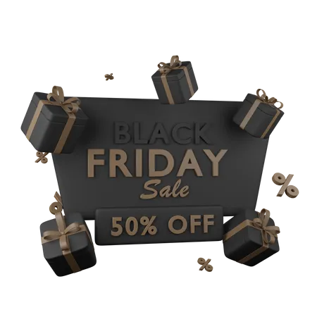 Promoção de sexta-feira negra com 50% de desconto  3D Icon