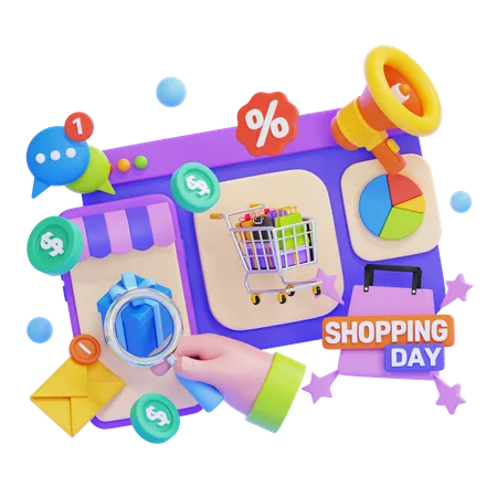 Promoção dia de compras  3D Illustration