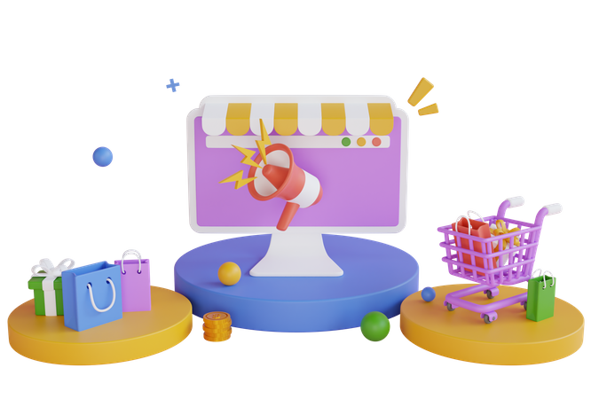 Promoción de compras en línea  3D Illustration