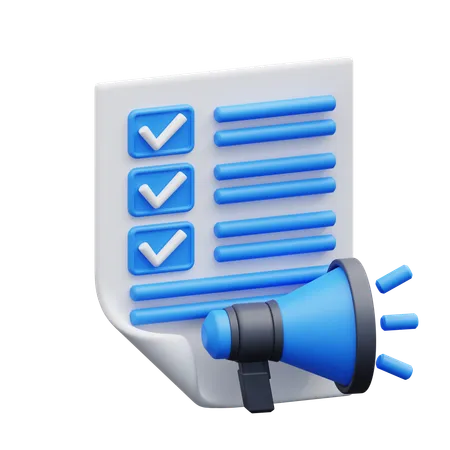 3 D Illustration Megaphone And List Of Promotion Documents 3D Icon