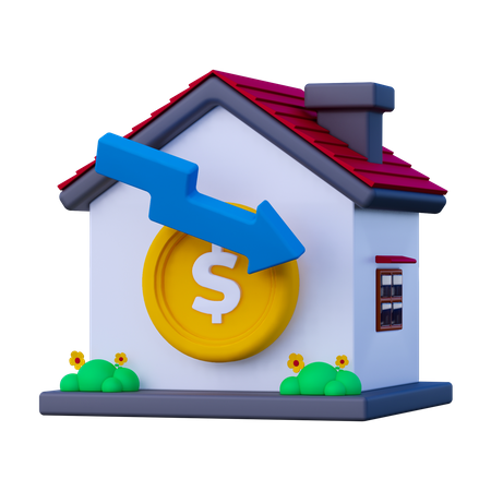 Property Down Investment  3D Icon