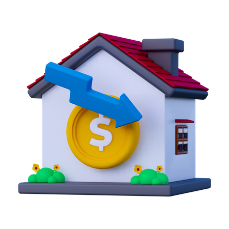 Property Down Investment  3D Icon