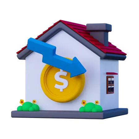 Property Down Investment  3D Icon