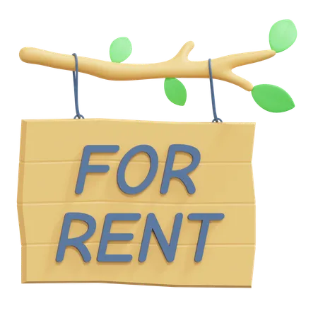 Rental Property Wooden Sign Real Estate 3 D Icon Illustration 3D Icon