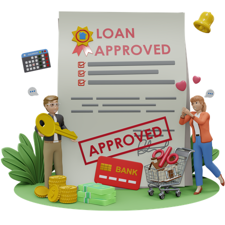 Property Loan Approved  3D Illustration
