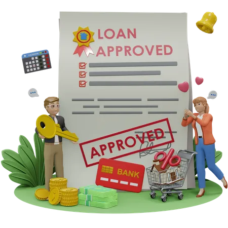 Property Loan Approved  3D Illustration