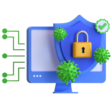 Proteção contra vírus de computador  3D Icon