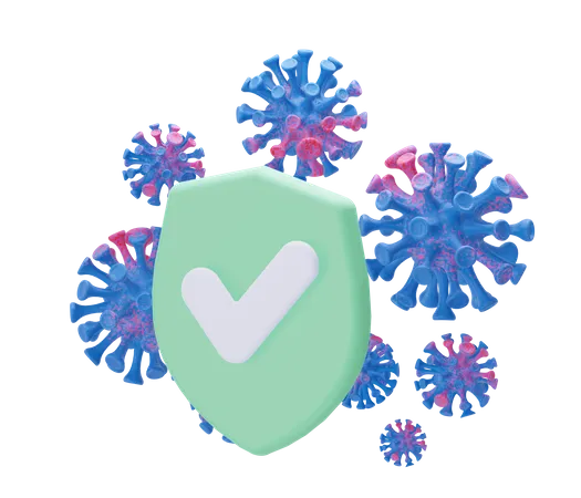 Protecao Do Sistema Imunologico Contra Virus Escudo Conceitual E Celulas De Virus 3D Illustration