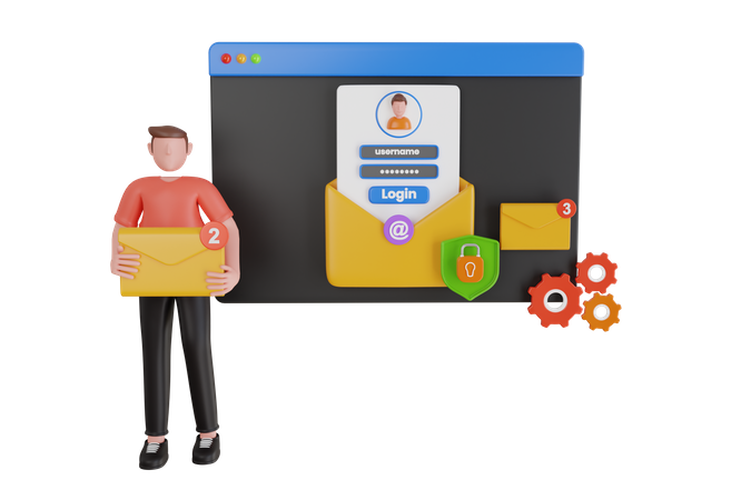 Proteção de criptografia de e-mail on-line  3D Icon