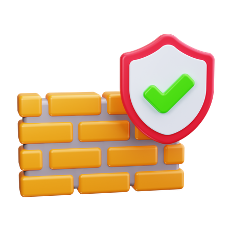 Proteção por firewall  3D Icon