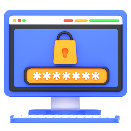 Proteção por senha do computador  3D Icon